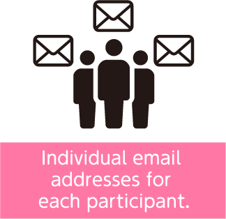 3人にそれぞれメールが届いている図。個々のメールの必要性を示している。